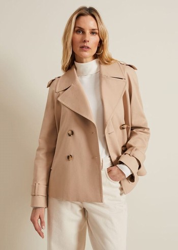 Phase Eight Lola Camel Cropped Trench Jackets Brown Canada | WFRGJZ-648